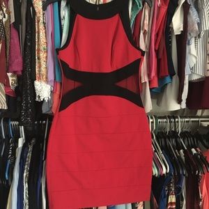 Black and red midi dress